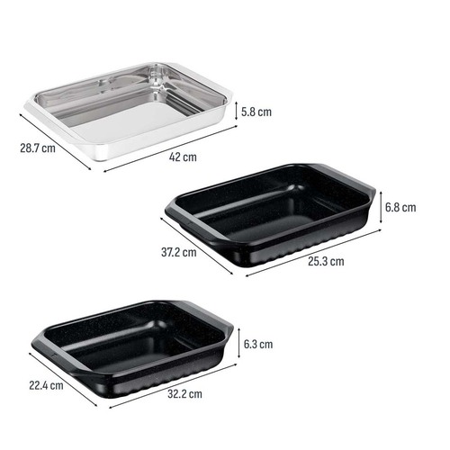 Uunivuokasetti 3 osaa, Excellence Ceramic & Stainless Steel 