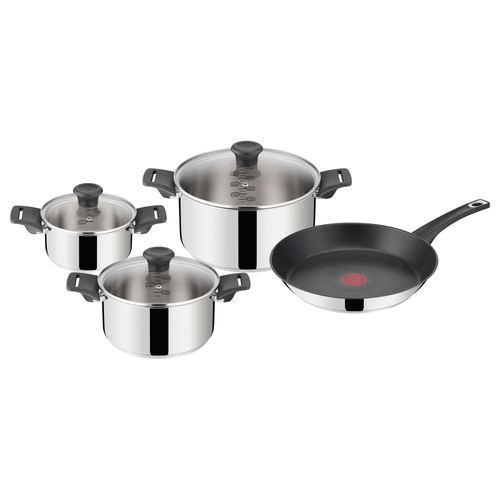 Jamie Oliver Everyday Kitchen Stainless Steel set 7 pcs. (FP 28 cm, Stewpots 16/20/24 cm w. 3 lids)