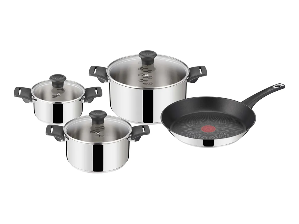 Jamie Oliver Everyday Kitchen Stainless Steel set 7 pcs. (FP 28 cm, Stewpots 16/20/24 cm w. 3 lids)
