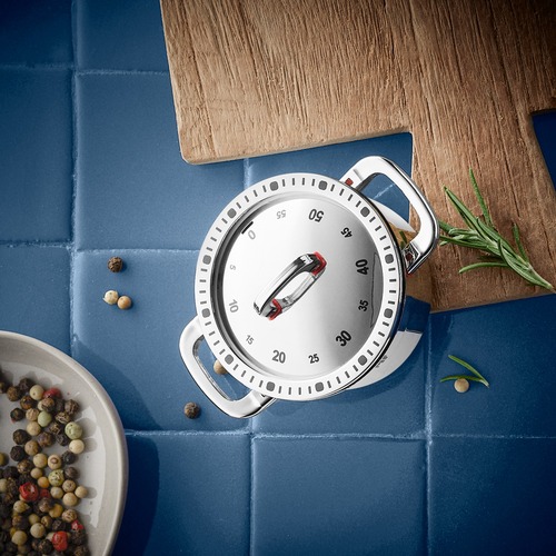 Keittiöajastin 60 min, minikattilan muotoilu, hopeanvärinen 