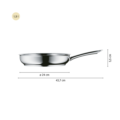 Profi paistinpannu 24 cm, Ruostumaton teräs 18/10 Cromargan® 
