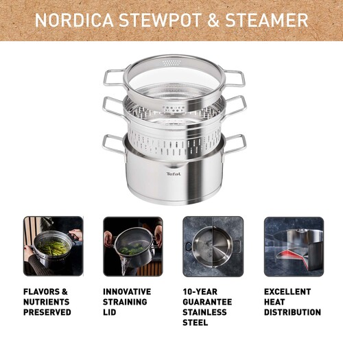 Nordica Kattila 24 cm / 4,8 l kannellinen höyrykori 