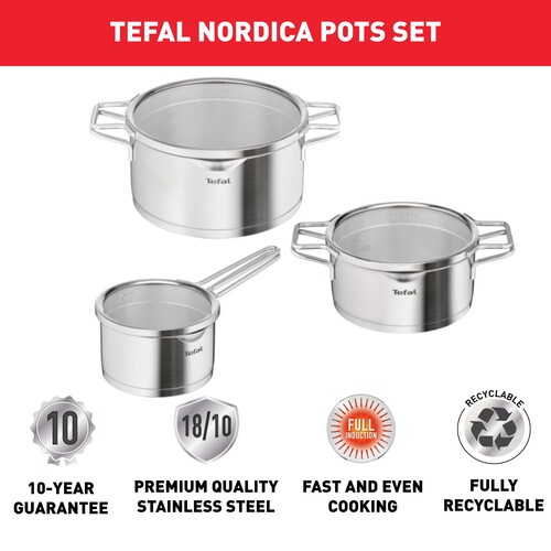 Nordica Kattilasetti 6 osaa Ruostumatonta terästä 