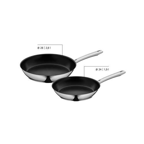 Nordic Profi paistinpannusetti 2 osaa, 24/28 cm Non-Stick, teräs 