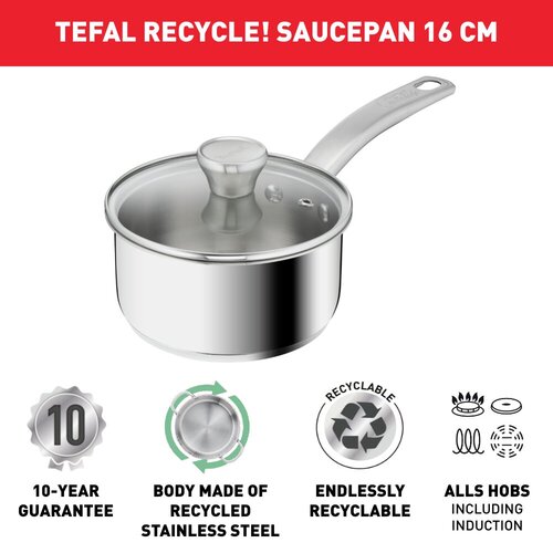 Recycle keittokasari 16 cm kannellinen 1,5 l Ruostumatonta terästä 