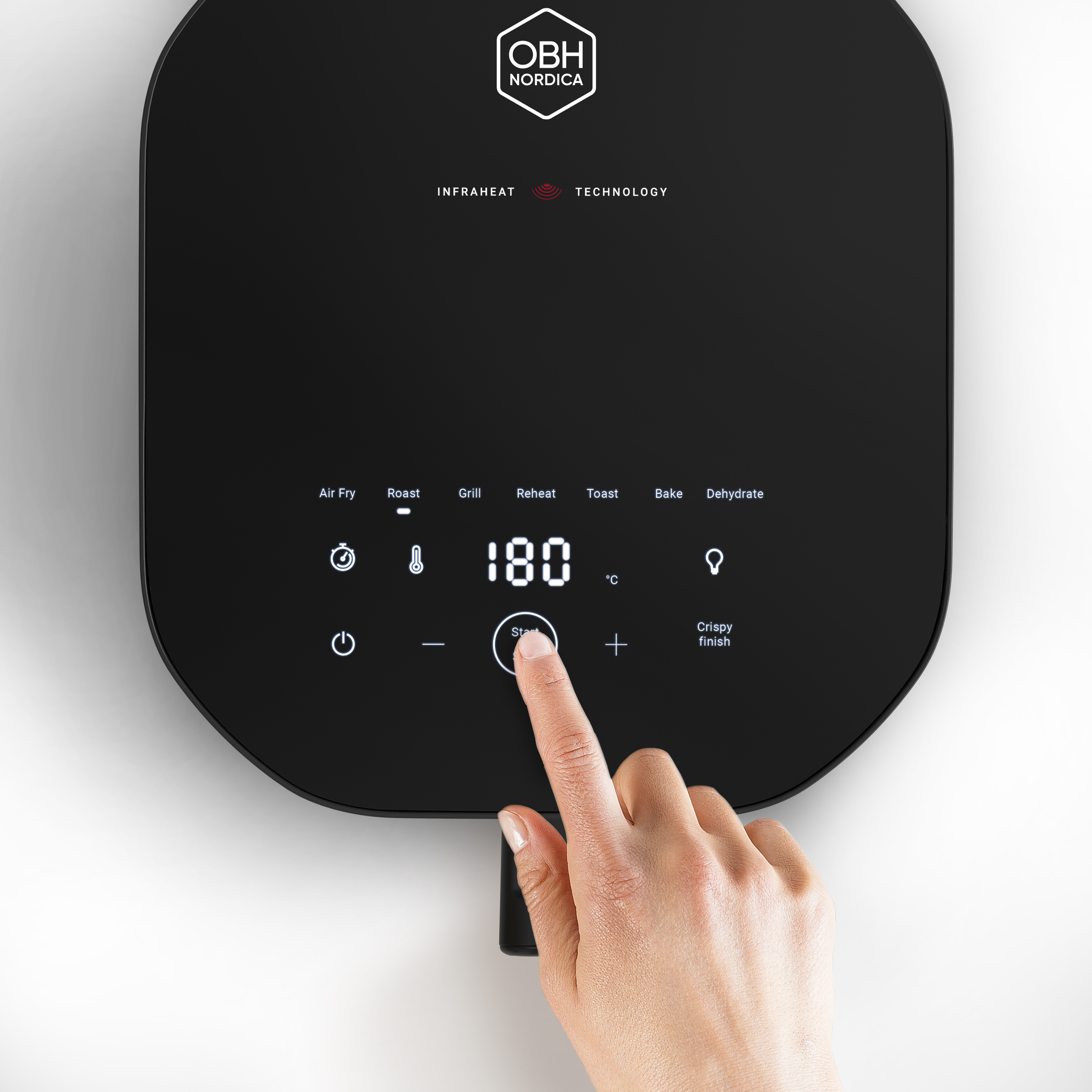 Helppokäyttöinen kosketusnäyttö, jossa on 7 esiasetettua ohjelmaa sekä manuaalinen tila 70°C - 230°C