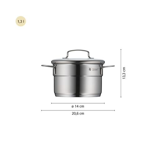 Mini pata 14 cm, 1,3 L kannella, Ruostumatonta terästä 